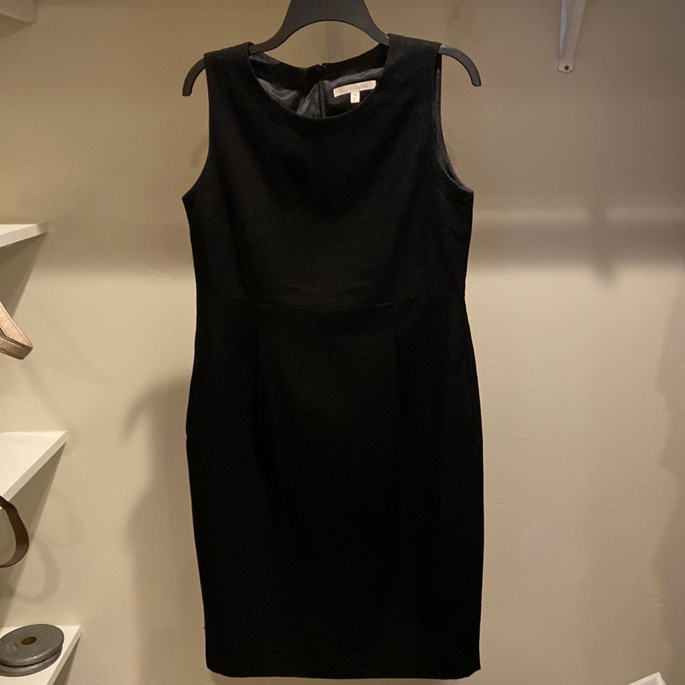 Black wool fitted sheath dress